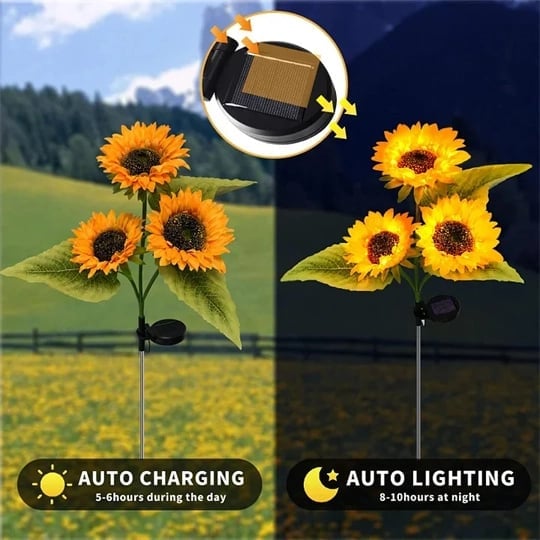 🌻☀️ GIRASOLE SOLARE 50% RABATT! 🌻✨ Lebensechte Blüten, IP65 wasserdicht & automatische Dämmerungssensor (8-12h Leuchtdauer)