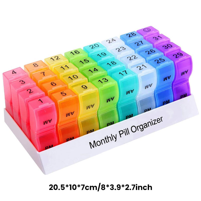 💊📅 Tragbarer 31-Tage-Monats-Pillenorganizer ✨💪 – Ideal für Reisen & Alltag, rutschfeste Tabletten-Box mit Datumsanzeige, kompakte Medikamentenaufbewahrung für Ihre Gesundheit