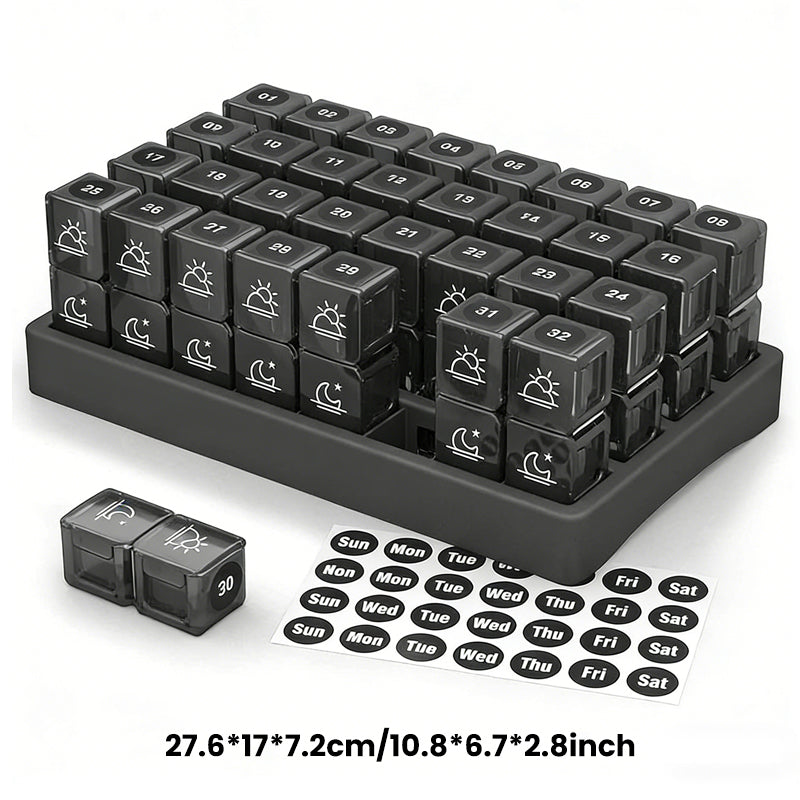 💊📅 Tragbarer 31-Tage-Monats-Pillenorganizer ✨💪 – Ideal für Reisen & Alltag, rutschfeste Tabletten-Box mit Datumsanzeige, kompakte Medikamentenaufbewahrung für Ihre Gesundheit