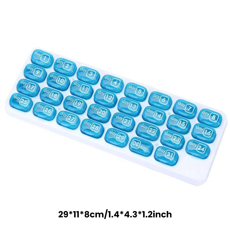 💊📅 Tragbarer 31-Tage-Monats-Pillenorganizer ✨💪 – Ideal für Reisen & Alltag, rutschfeste Tabletten-Box mit Datumsanzeige, kompakte Medikamentenaufbewahrung für Ihre Gesundheit