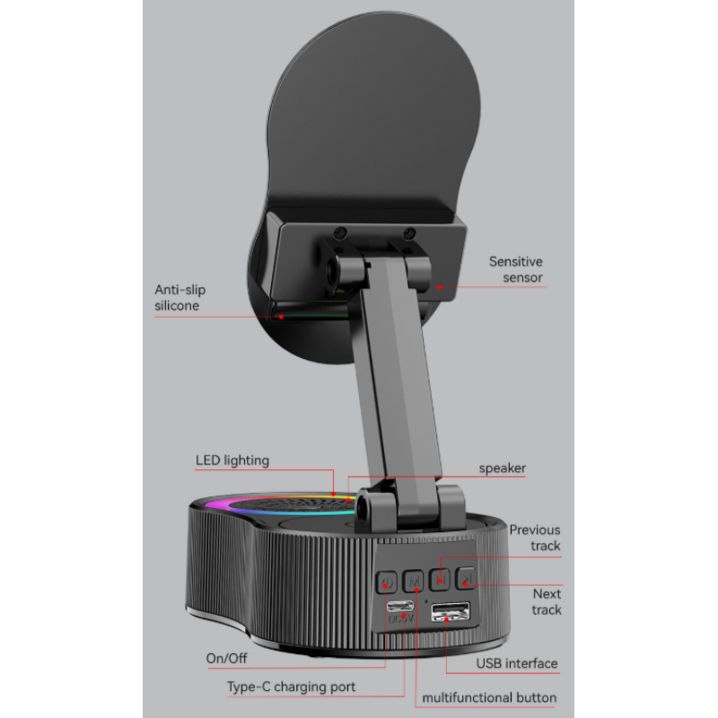 🎵📞 3-in-1 RGB Lautsprecher & Handyhalter – Kabelloser Ladeständer mit 📱🔊 dynamischem Licht, ideal fürs Homeoffice & Gaming. Perfekter Sound, freihändig telefonieren & Stimmungslicht in einem!