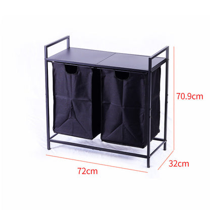 🧺👕 Dual-Sorter-Design Wäschesortierer mit abnehmbaren Wäschesäcken 🧼💧 – Stabiler Metallrahmen, inkl. praktischem Oberregal für Waschmittel & platzsparendem Aufbau für Ihre Waschecke