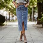 👗👖 Jeansrock mit hoher Taille und Knopfleiste 🔥💯 Perfekte Passform für den Alltag oder Büro – vielseitig, stylisch und bequem! Jetzt 60 % Rabatt sichern!
