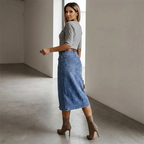 👗👖 Jeansrock mit hoher Taille und Knopfleiste 🔥💯 Perfekte Passform für den Alltag oder Büro – vielseitig, stylisch und bequem! Jetzt 60 % Rabatt sichern!