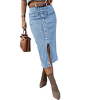 👗👖 Jeansrock mit hoher Taille und Knopfleiste 🔥💯 Perfekte Passform für den Alltag oder Büro – vielseitig, stylisch und bequem! Jetzt 60 % Rabatt sichern!