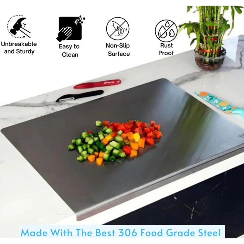 🍴🔪 Edelstahl-Schneidebrett für Arbeitsplatte – hygienisch, geruchsfrei & messerschonend 🛡️❄️ Platzsparend, leicht zu reinigen, ideal für tägliche Küchenarbeiten. Jetzt kaufen!
