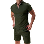 🌊☀️ Sommerliche Freizeit Kombination aus Kurzarm-Hemd mit Reißverschluss und Shorts 👕🩳 atmungsaktiv, schnelltrocknend & ideal für Urlaub und Garten