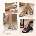 👡✨ Elegante Peep-Toe-Sandalen mit Blockabsatz – Verstellbarer Riemen für optimalen Sitz 👗💃 Ideal für lange Sommerabende, Hochzeit oder Büro
