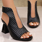 👡✨ Elegante Peep-Toe-Sandalen mit Blockabsatz – Verstellbarer Riemen für optimalen Sitz 👗💃 Ideal für lange Sommerabende, Hochzeit oder Büro