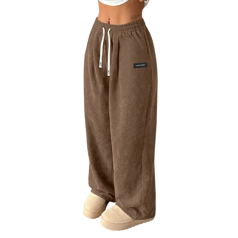 👖✨ Damen-Cordhose mit weitem Bein und Kordelzug – 🍃💫 perfekt für Alltag & Büro Hochwertiger Cordstoff, elastischer Bund – maximaler Komfort und lässiger Style vereint
