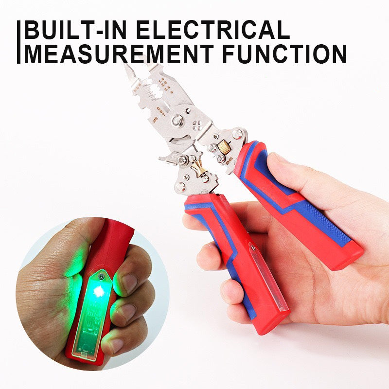 🔧⚡ Multifunktionale Elektriker-Zange mit Spannungsprüfung 🔨📏 Sparen Sie Zeit & Werkzeug – messen, greifen, abisolieren in einem! Ideal für Elektroinstallation & Servicetechnik. Kompakt, klappbar, immer griffbereit. Jetzt entdecken & Effizienz steigern!