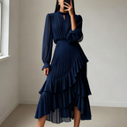 ✨🌸 Damen Plissee-Midikleid mit Volants & Schlüsselloch-Ausschnitt – luftig-leicht für den Sommer 🌸💞 Perfektes Kleid für Gartenparty & Urlaub