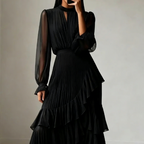 ✨🌸 Damen Plissee-Midikleid mit Volants & Schlüsselloch-Ausschnitt – luftig-leicht für den Sommer 🌸💞 Perfektes Kleid für Gartenparty & Urlaub