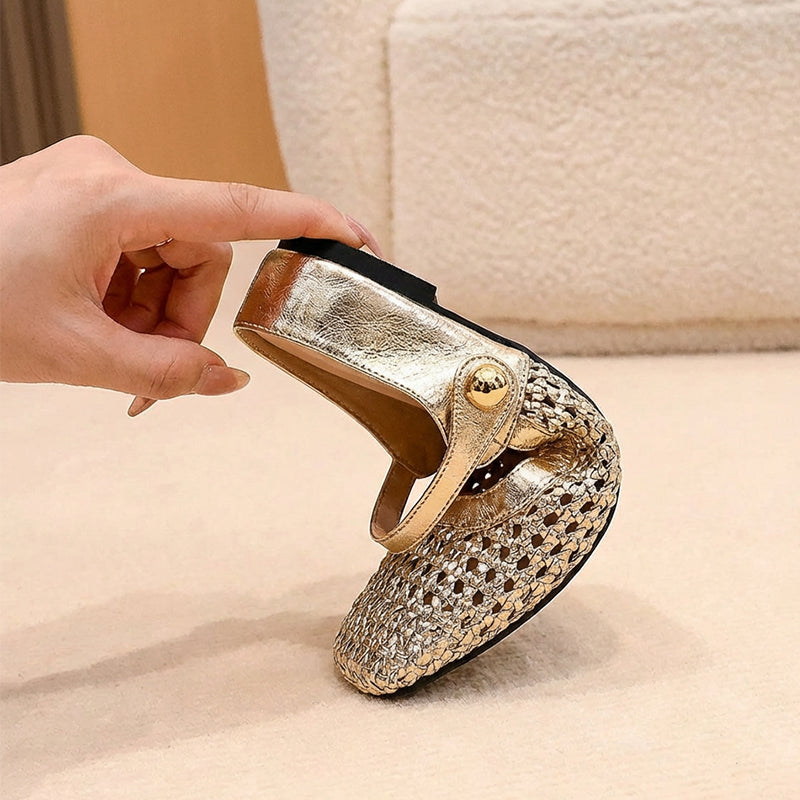 👡☁️ Leichte Damen-Mules aus gewebtem Material mit eckiger Spitze & Mary-Jane-Verschluss ✨👗 – Bequem für den Alltag, 50 % Rabatt!