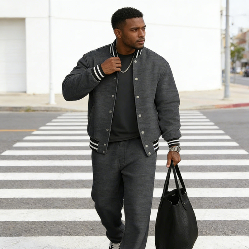 🔥🧥 Zweiteiliger Bomberjacken-Trainingsanzug: 50% Rabatt! ⏰👖 Stylischer Freizeit-Look aus hochwertiger Baumwoll-Mischung. Ideal für Sport & Alltag. Jetzt sparen!