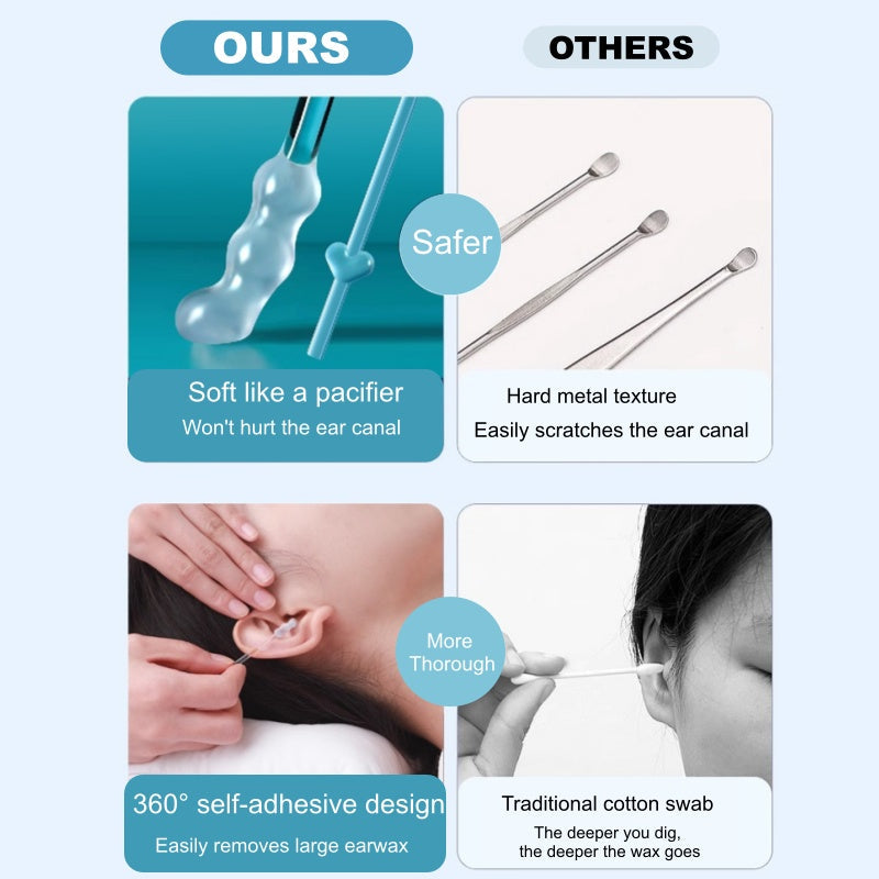 👂🌟 Ohrschmalz-Entferner Stäbchen mit Silikon-Paddel – sicherer als Wattestäbchen! 🌟👂 Einfach, hygienisch und wiederverwendbar. Sanft zu Kindern & empfindlichen Ohren. 👶🛡️