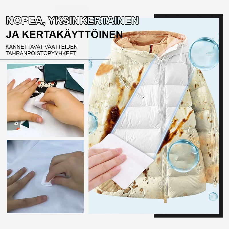 🧼👕 Flecken sofort weg – tragbare Reinigungstücher für Kleidung ✨🧴 Ohne Wasser, ohne Seife – ideal für unterwegs, Reise, Büro & Restaurant. Entfernt Rotwein, Fett & Make-up rückstandslos.