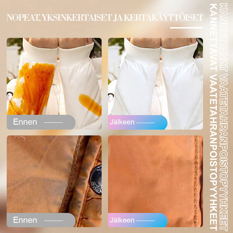 🧼👕 Flecken sofort weg – tragbare Reinigungstücher für Kleidung ✨🧴 Ohne Wasser, ohne Seife – ideal für unterwegs, Reise, Büro & Restaurant. Entfernt Rotwein, Fett & Make-up rückstandslos.