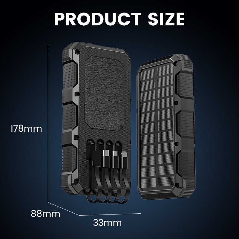 🔥🔋 Solarpowerbank 20.000 mAh – Robust & wetterfest, lädt 3 Geräte gleichzeitig, ideal für Camping & Outdoor-Abenteuer. ☀️🔌 Ohne Steckdose autark unterwegs.