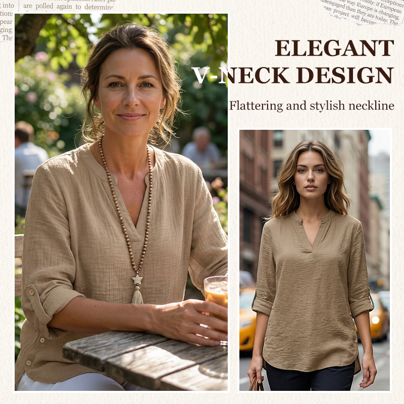 👗✨ Lässiges einfarbiges Oberteil mit seitlichem Schlitz und Knöpfen – vielseitig kombinierbar für jeden Tag. 🌿👚 Perfekt für einen mühelosen, stylischen Look. Ideal für Büro, Freizeit oder besondere Anlässe. Jetzt entdecken und Lieblingsteil sichern!