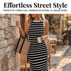 🧵👗 Ärmelloses Rippstrickkleid im Streifen-Design ✨👚 Perfekt für den Sommer: atmungsaktiv, figurbetont & vielseitig kombinierbar. Ideal für Büro oder Freizeit. Jetzt entdecken!