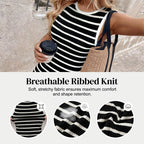 🧵👗 Ärmelloses Rippstrickkleid im Streifen-Design ✨👚 Perfekt für den Sommer: atmungsaktiv, figurbetont & vielseitig kombinierbar. Ideal für Büro oder Freizeit. Jetzt entdecken!