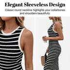 🧵👗 Ärmelloses Rippstrickkleid im Streifen-Design ✨👚 Perfekt für den Sommer: atmungsaktiv, figurbetont & vielseitig kombinierbar. Ideal für Büro oder Freizeit. Jetzt entdecken!