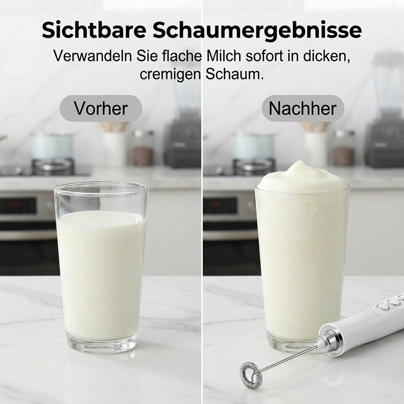 🥛⚡ Elektrischer Milchaufschäumer Set, kabellos & wiederaufladbar mit 3 Rührbesen 🍶✨ – für perfekten Milchschaum, heiße Schokolade & Ei-Schaum – schnell & vielseitig