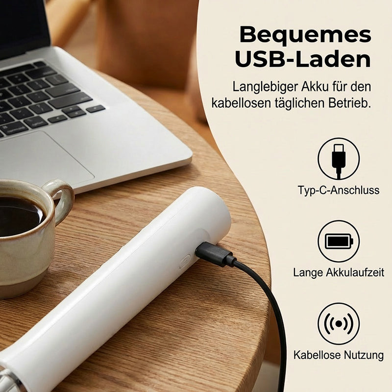 🥛⚡ Elektrischer Milchaufschäumer Set, kabellos & wiederaufladbar mit 3 Rührbesen 🍶✨ – für perfekten Milchschaum, heiße Schokolade & Ei-Schaum – schnell & vielseitig