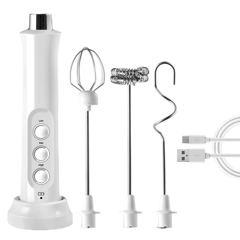 🥛⚡ Elektrischer Milchaufschäumer Set, kabellos & wiederaufladbar mit 3 Rührbesen 🍶✨ – für perfekten Milchschaum, heiße Schokolade & Ei-Schaum – schnell & vielseitig