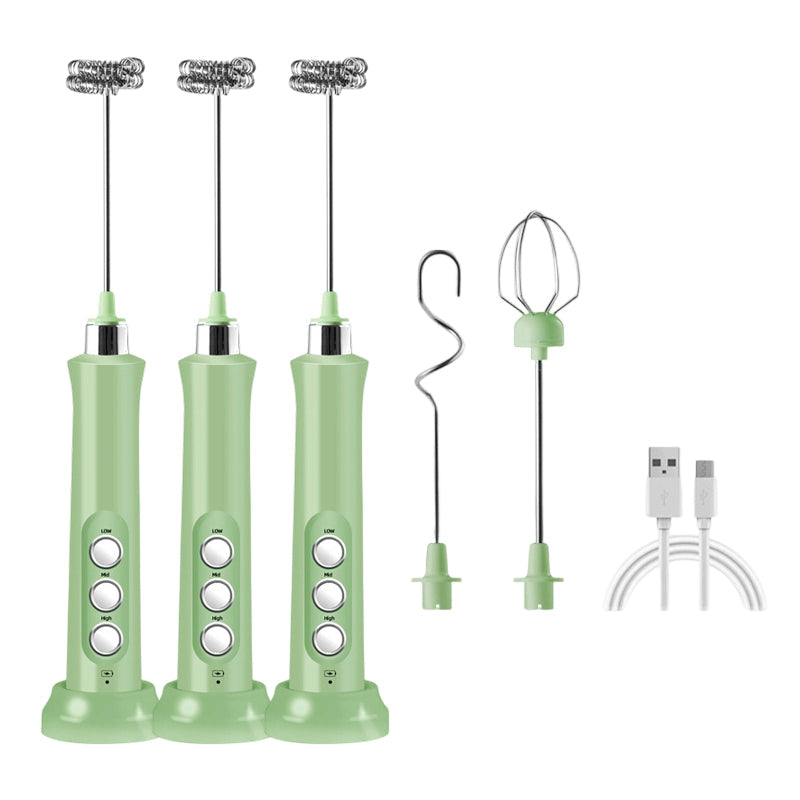 🥛⚡ Elektrischer Milchaufschäumer Set, kabellos & wiederaufladbar mit 3 Rührbesen 🍶✨ – für perfekten Milchschaum, heiße Schokolade & Ei-Schaum – schnell & vielseitig