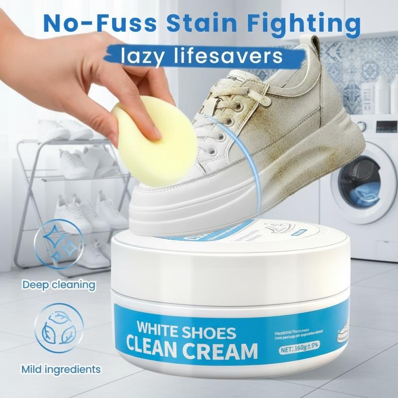 🧼✨ No-Wash Schuh & Leder Reiniger Creme – Fleckenentferner mit Schwamm 🧽👟 Einfach auftragen, sofortige Frische – ideal für Sneaker, Sofa & Autositze.