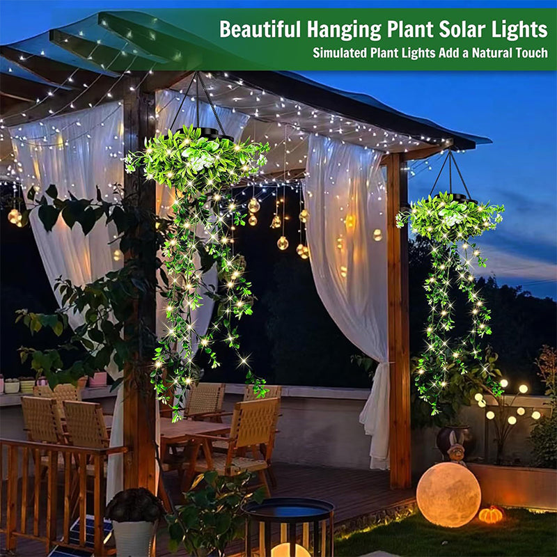 🌿💡 Solar Hängepflanze mit LED – 🌙💚 automatisch leuchtender Efeu, wetterfest, ohne Gießen & Strom, für Terrasse & Balkon