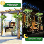 🌿💡 Solar Hängepflanze mit LED – 🌙💚 automatisch leuchtender Efeu, wetterfest, ohne Gießen & Strom, für Terrasse & Balkon