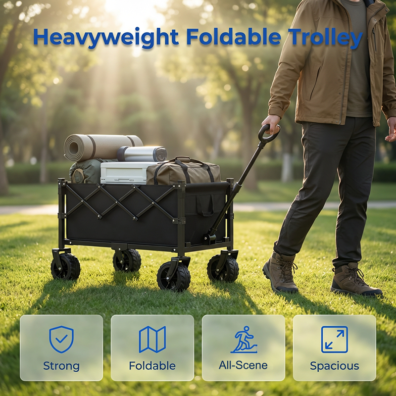 🛒🏕️ Faltbarer Bollerwagen – Riesen Volumen, leichter Camping Handwagen ⛰️🚀 | 50% Rabatt, nur 3 Tage!