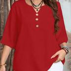 👚✨ Leichte V-Neck Bluse mit Knopfleiste – perfekt für Büro & Freizeit 🌸👌 | atmungsaktiv, knitterfrei, figurschmeichelnd | im Sale