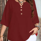 👚✨ Leichte V-Neck Bluse mit Knopfleiste – perfekt für Büro & Freizeit 🌸👌 | atmungsaktiv, knitterfrei, figurschmeichelnd | im Sale