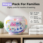 🌸🧺 5-in-1 Waschmittelkapseln mit weißem Moschus – entfernt Flecken & schont Fasern ✨💧 80 Stück, langanhaltend frisch, ideal für Haushalt & Reise.