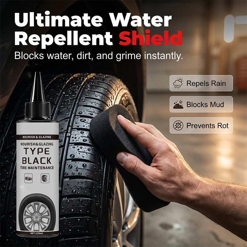 🚗✨ Tire & Trim Restorer Shine – Permanent gloss, no cracking 🛡️🔧. Für Reifen & Kunststoffteile. UV-Schutz, wasserfest, 12 Monate Halt. Einfach auftragen – wie neu!