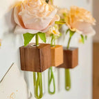 🧲🌳 Magnetische Holz-Vase mit Reagenzglas – schwebend, platzsparend, rustikal-modern 💧🔬 Ideal für Kräuter, Schnittblumen & DIY-Deko – einfach an Kühlschrank, Heizung oder Metallregal haften.