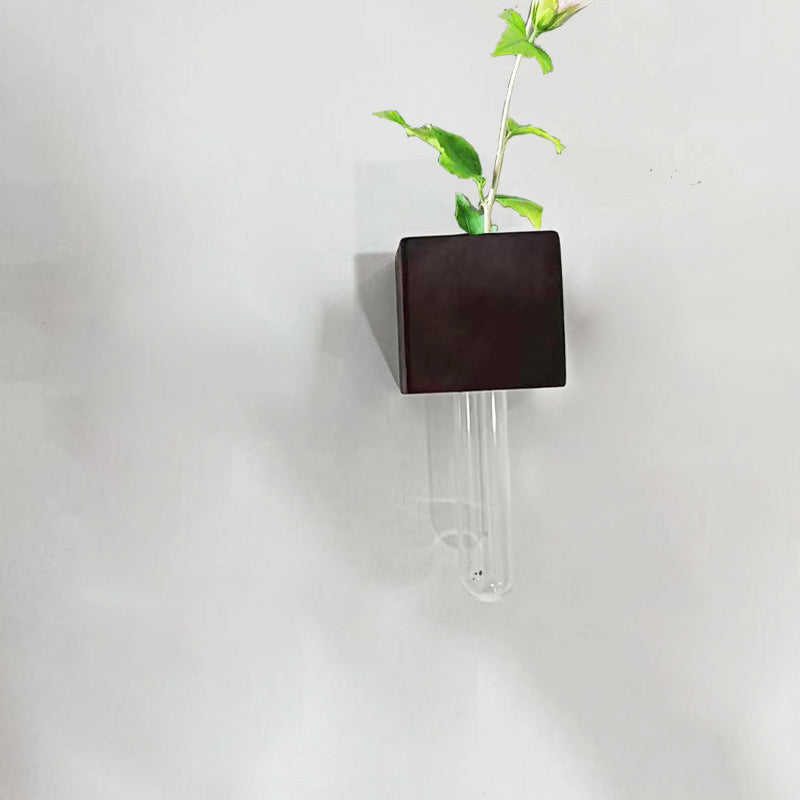 🧲🌳 Magnetische Holz-Vase mit Reagenzglas – schwebend, platzsparend, rustikal-modern 💧🔬 Ideal für Kräuter, Schnittblumen & DIY-Deko – einfach an Kühlschrank, Heizung oder Metallregal haften.