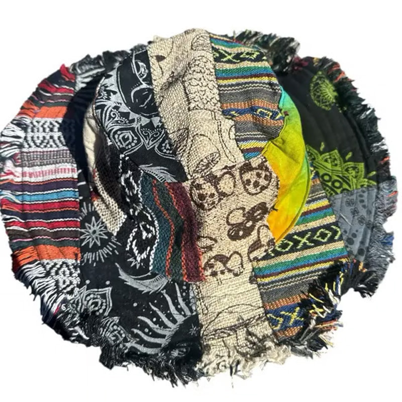 🧩🌈 Patchwork-Pilz-Hanfhut mit Tasche – vielseitig, kreativ & ideal für Festival, Garten oder Reise 🎒🌿 Jetzt entdecken: Einzigartiger Look + praktische Aufbewahrung – nachhaltig & stylisch!