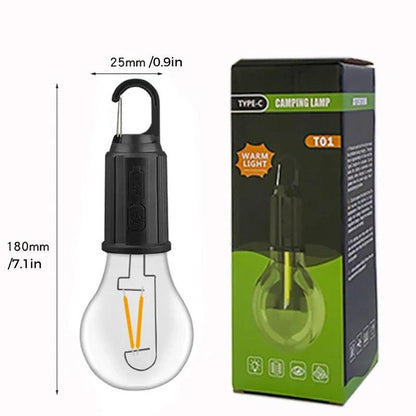🏕️💡 Solare Campinglaterne mit Haken & Clip, 3 Leuchtmodi, USB-C wiederaufladbar 🔋✨ – wasserdicht, kompakt für Wandern & Outdoor-Abenteuer