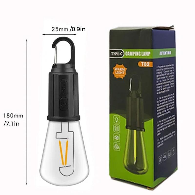 🏕️💡 Solare Campinglaterne mit Haken & Clip, 3 Leuchtmodi, USB-C wiederaufladbar 🔋✨ – wasserdicht, kompakt für Wandern & Outdoor-Abenteuer