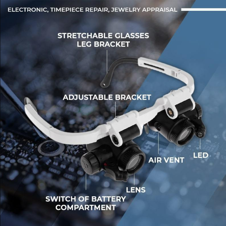 🔍👓 LED-Lupenbrille – 23-fache Vergrößerung 💡✨ hell & handsfree. Ideal für Präzisionsarbeiten, Löten, Basteln. Jetzt 50% RABATT sparen!
