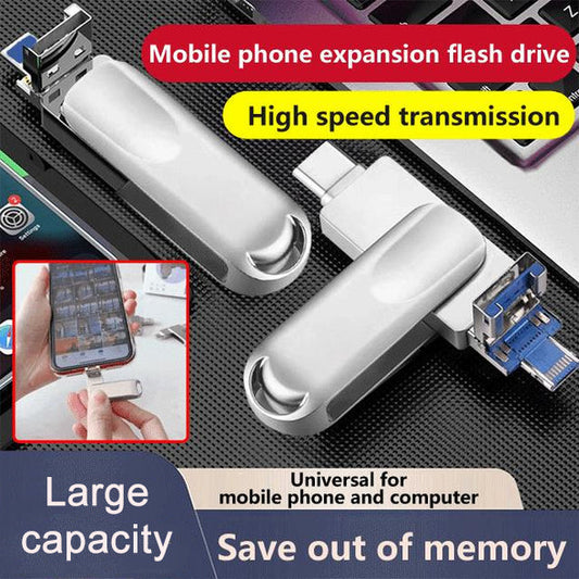 Multifunktionales 4-in-1-Erweiterungs-Flash-Laufwerk für Mobiltelefone mit hoher Speicherkapazität