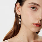 Ideales Geschenk - Ohrringe mit Muschelimitat und Zirkonia