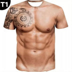 T-Shirt mit Muskeltattoo-Aufdruck über den ganzen Körper